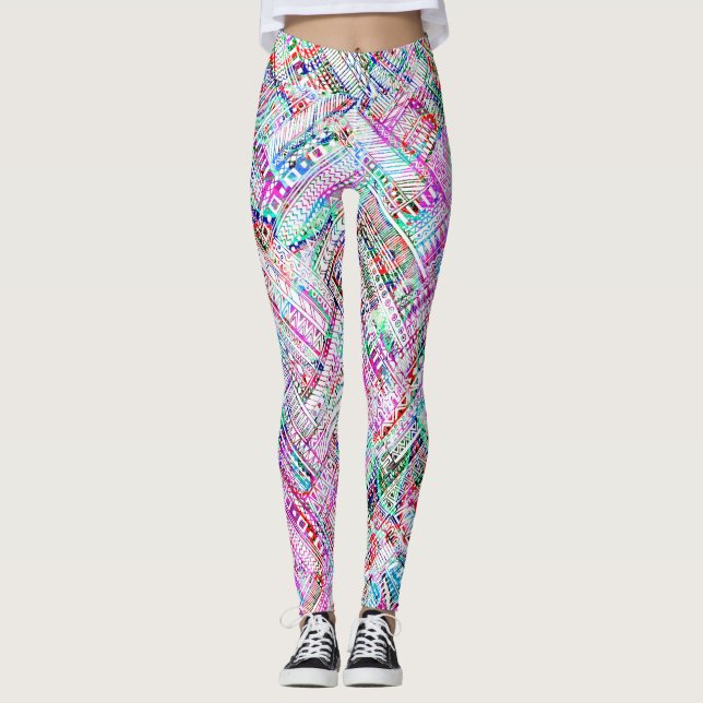 Leggings Patrón tribal colorido (Anverso)