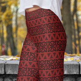 Leggings Patrón tribal de Banda Negra y Roja