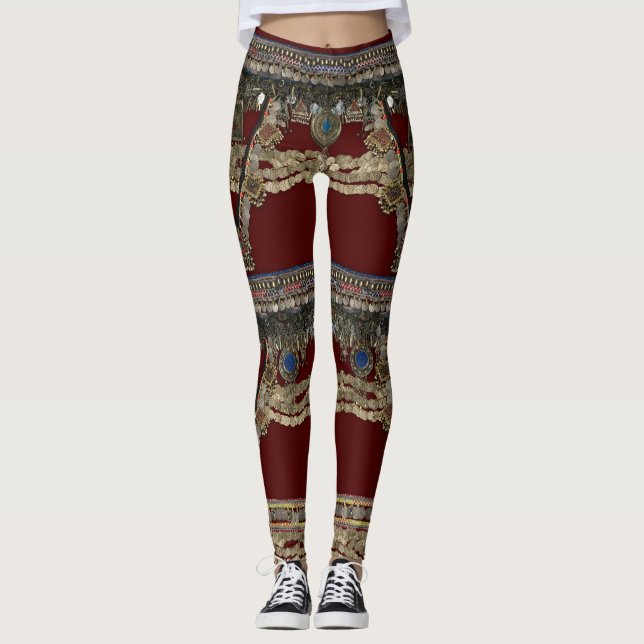 Leggings Patrón tribal de Kuchi Rojo (Anverso)