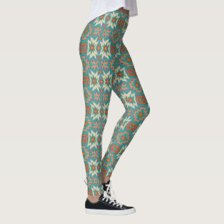 Leggings Patrón tribal del suroeste de color naranja turque