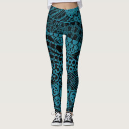 Leggings Patrón tribal elegante de resumen geométrico azul 