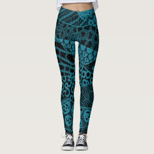 Leggings Patrón tribal elegante de resumen geométrico azul 