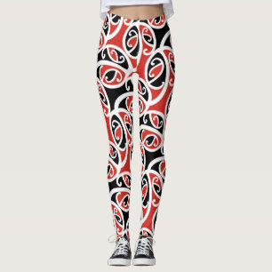 Leggings Patrón tribal maorí de Kowhaiwhai Mangopare