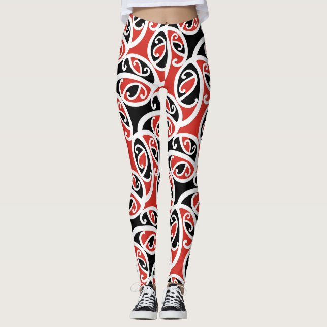 Leggings Patrón tribal maorí de Kowhaiwhai Mangopare (Anverso)