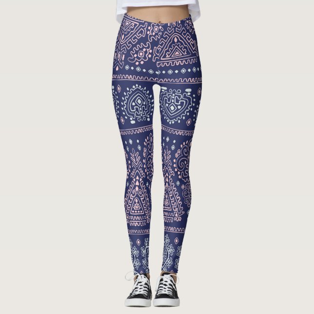 Leggings Patrón tribal mexicano, étnico sin fisuras. (Anverso)