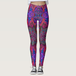 Leggings Patrón Trippy rojo azul ondulado y arcoiris