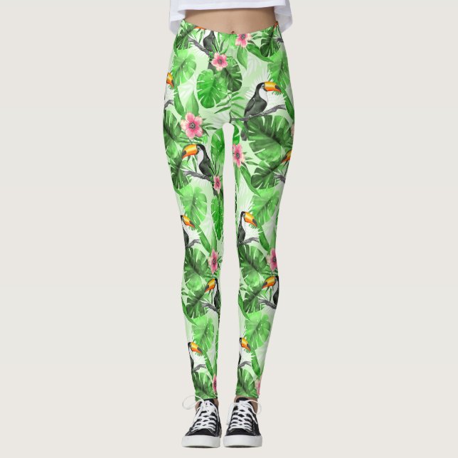 Leggings Patrón tropical con tocan (Anverso)