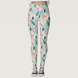 Leggings Patrón tropical de flamenco acuático