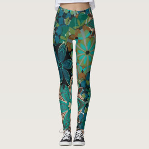 Leggings Patrón tropical de flores exóticas