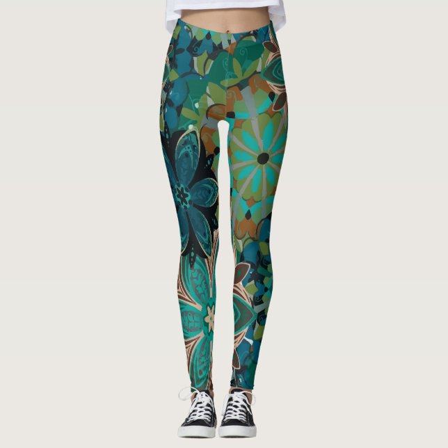 Leggings Patrón tropical de flores exóticas (Anverso)