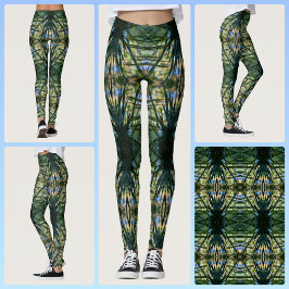 Leggings Patrón tropical Moda de Boho verde