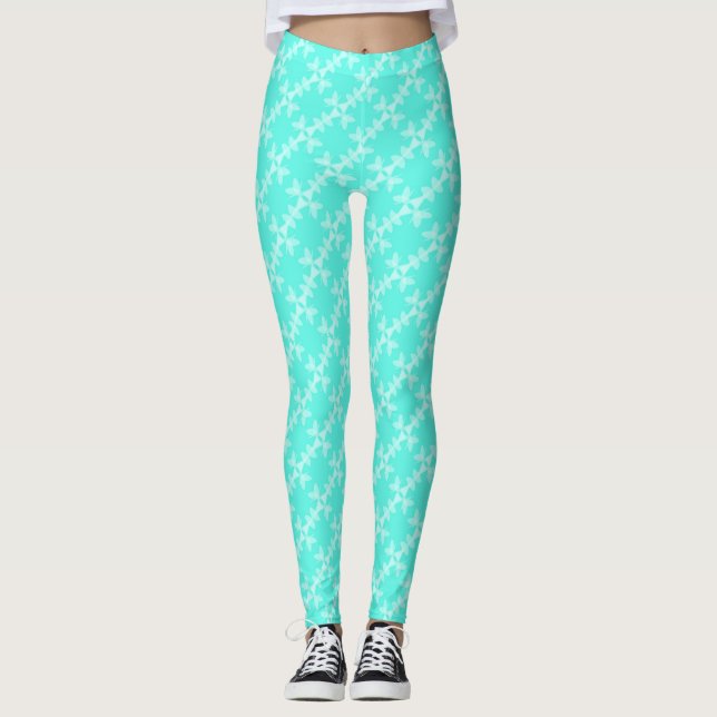 Leggings Patrón Turquesa de Patrón de Yoga de Pascua (Anverso)