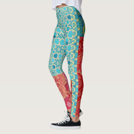 Leggings Patrón Turquesa Rojo ORIENTAL - Piernas
