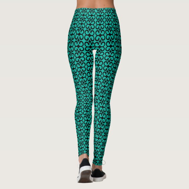 Leggings Patrón Turquesa y Negro Elegante (Reverso)