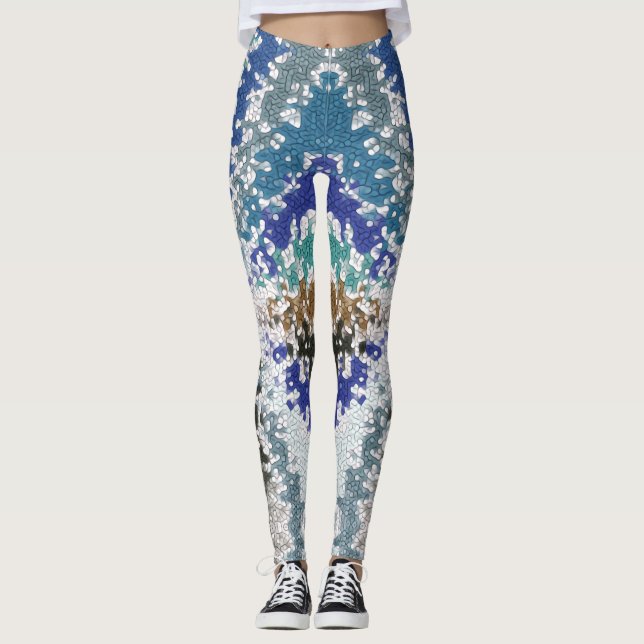 Leggings Patrón único amarillo verde azul (Anverso)