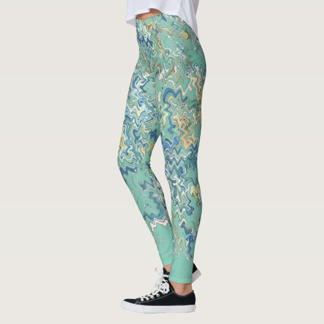 Leggings Patrón único de Moda verde azul turquesa verde azu (Izquierda)