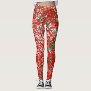 Leggings Patrón único de resumen verde rosado de Guay