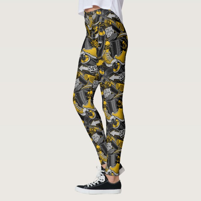Leggings Patrón urbano del graffiti retro (Izquierda)