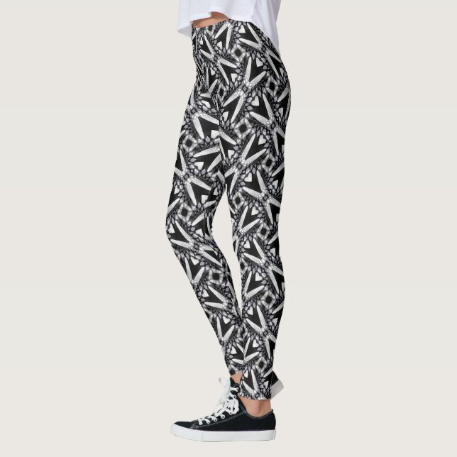 Leggings Patrón V Amor Negro Gris y Blanco (Izquierda)