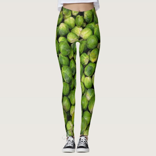 Leggings Patrón vegetal verde de Bruselas (Anverso)