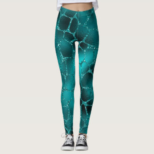 Leggings Patrón verde azulado de zonas de Purpurina de Ombr