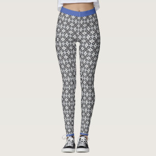 Leggings Patrón verde azulado, gris y blanco