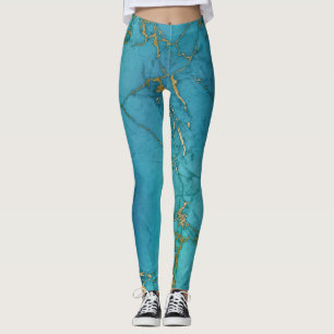 Leggings Patrón Verde azulado moderno de mármol de Relieve