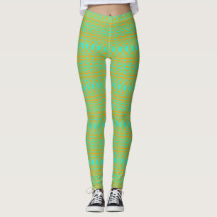 Leggings Patrón verde brillante y Naranja