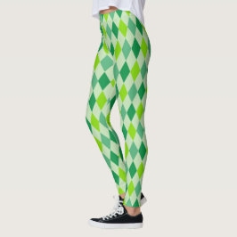 Leggings Patrón verde de diamantes de alto nivel de persona