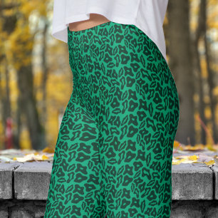 Leggings Patrón verde negro y forestal de moda