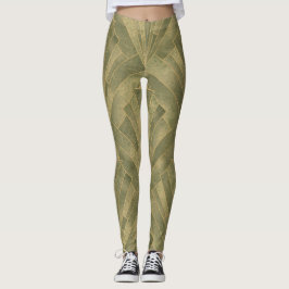 Leggings Patrón verde sabio y Art decó dorado