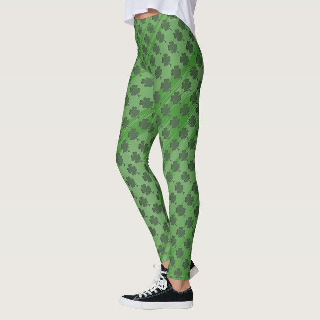 Leggings Patrón verde Shamrock del Día de San Patricio (Izquierda)