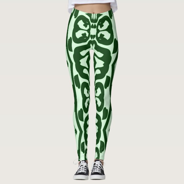 Leggings Patrón verde sin fisuras "Ratti_Creative_Arts" (Anverso)