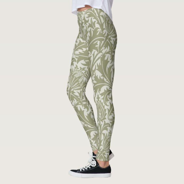 Leggings Patrón verde William Morris Thistle Sage (Izquierda)