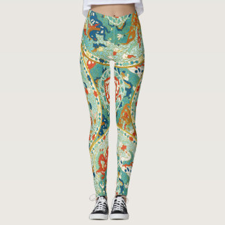 Leggings Patrón verde y azul de la lima de caballo asiática