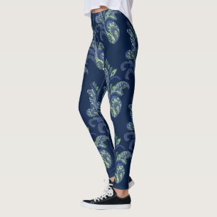 Leggings Patrón verde y azul de Paisley Lime