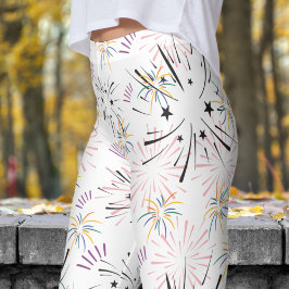 Leggings Patrón vibrante de arranque blanco