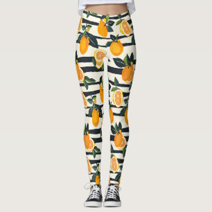 Leggings Patrón vibrante de cítricos con hojas verdes (5)