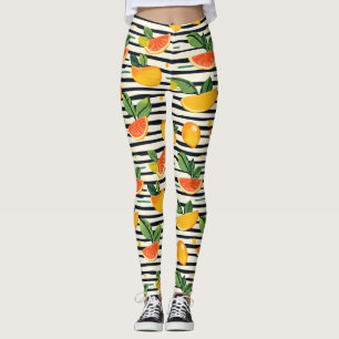 Leggings Patrón vibrante de cítricos con hojas verdes (6)