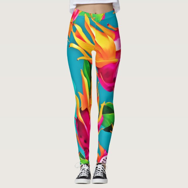 Leggings Patrón Vibrante de Pitahaya (Anverso)