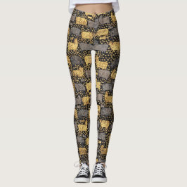 Leggings Patrón Vintage Black Gold Cow | Viajes en verano