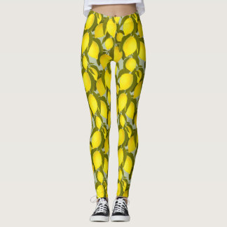 Leggings Patrón vintage con ramas de limones