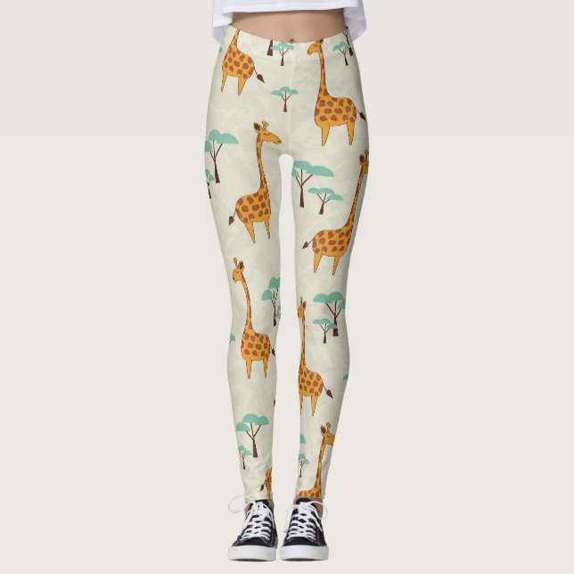 Leggings Patrón vintage de árbol de jirafa. (Anverso)