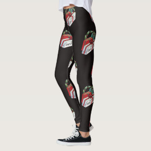 Leggings Patrón vintage de Navidad con presentaciones envue