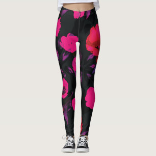 Leggings Patrón vintage de tulipanes florales y estilizados