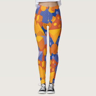 Leggings Patrón violeta de Naranja geométrico divertido