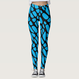 Leggings Patrón web orgánico abstracto azul y negro