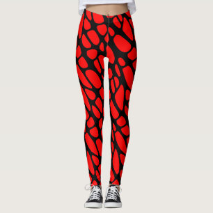 Leggings Patrón web orgánico gótico rojo y negro