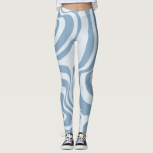 Leggings Patrón Y2K de Groovy Swirl Groovy Blue Retro