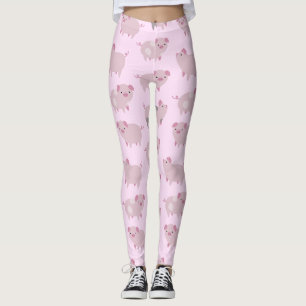 Leggings Patrón y puntos de pequeños lechones rosados